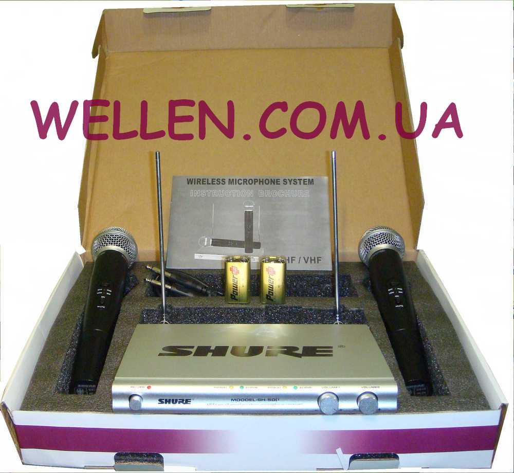Shure SH-500 2 мікрофонна ультра тонка радіо система. Ціна 1520 грн.